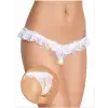 Tegan Fantezi Üstü Fırfırlı Ağı Açık Beyaz Dantel Tanga - String TG270021