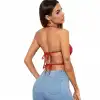 Tegan Kadın Sırtı Açık Kırmızı Belden Bağlamalı Crop Büstiyer TG275441-K