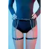 Zincir Detaylı Seksi Deri Belden Askılı Bacak Jartiyer Harness - APFT1323