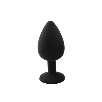 Elmas Taşlı Silikon Kaplı Anal Plug L Büyük Boy 9 cm Siyah