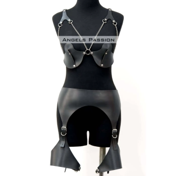 Erotik Deri Jartiyer Harness Takım, Kadın Fantezi İç Giyim - APFT1220