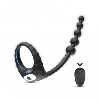 Kumandalı Titreşimli Penis Halkası ve Anal Boncuk Siyah