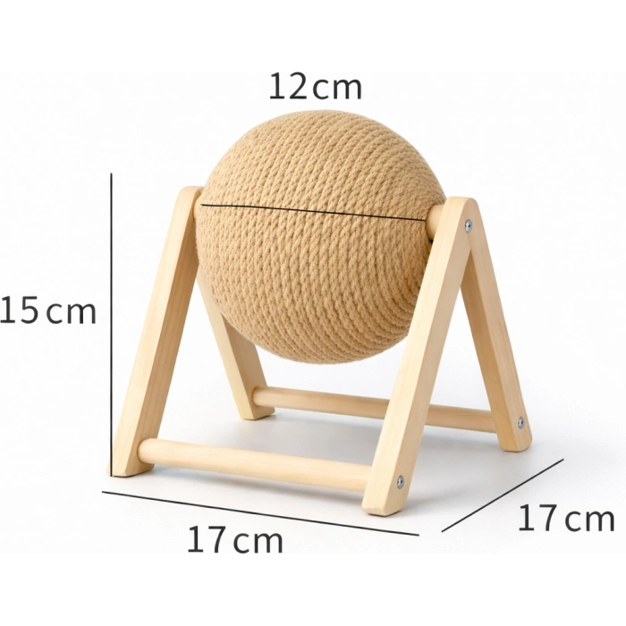 Pureza Kedi Tırmalama Topu | Ahşap Ayaklı, Dayanıklı Kedi Oyuncağı