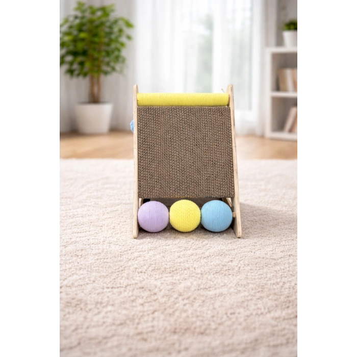 Pureza Ahşap Gövde Kedi Tırmalama Tahtası|   Oyun ve Tırmalama Platformu| Kedi Oyuncağı| Halat Sarımlı Toplu Oyun Alanı