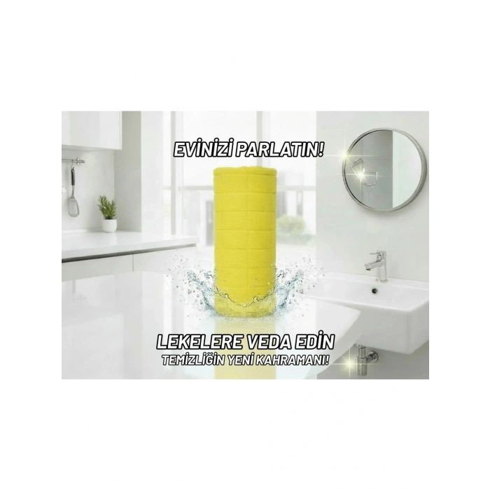 Pureza Sarı Rulo Mikrofiber Temizlik Bezi 30X30 cm 20li- Mutfak, Banyo, Cam ve Araba İçin