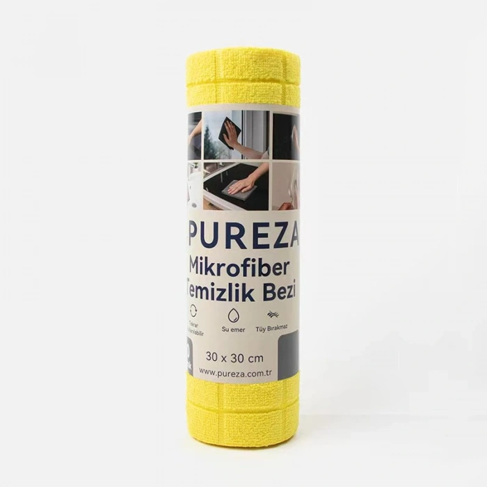 Pureza Sarı Rulo Mikrofiber Temizlik Bezi 30X30 cm 20li- Mutfak, Banyo, Cam ve Araba İçin
