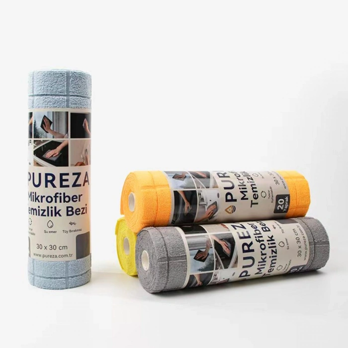 Pureza Turuncu Rulo Mikrofiber Temizlik Bezi 30X30 cm 20li- Mutfak, Banyo, Cam ve Araba Için