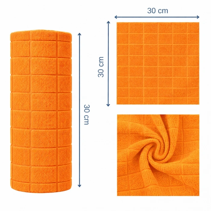 Pureza Turuncu Rulo Mikrofiber Temizlik Bezi 30X30 cm 20li- Mutfak, Banyo, Cam ve Araba Için