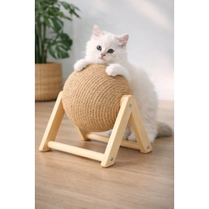 Pureza Kedi Tırmalama Topu | Ahşap Ayaklı, Dayanıklı Kedi Oyuncağı