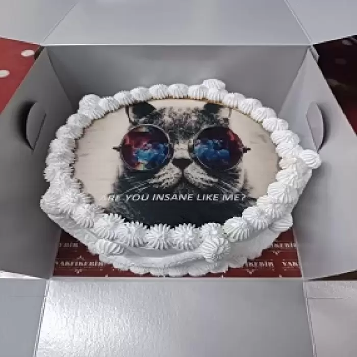 Kedi Temalı İzmir Resimli Pasta