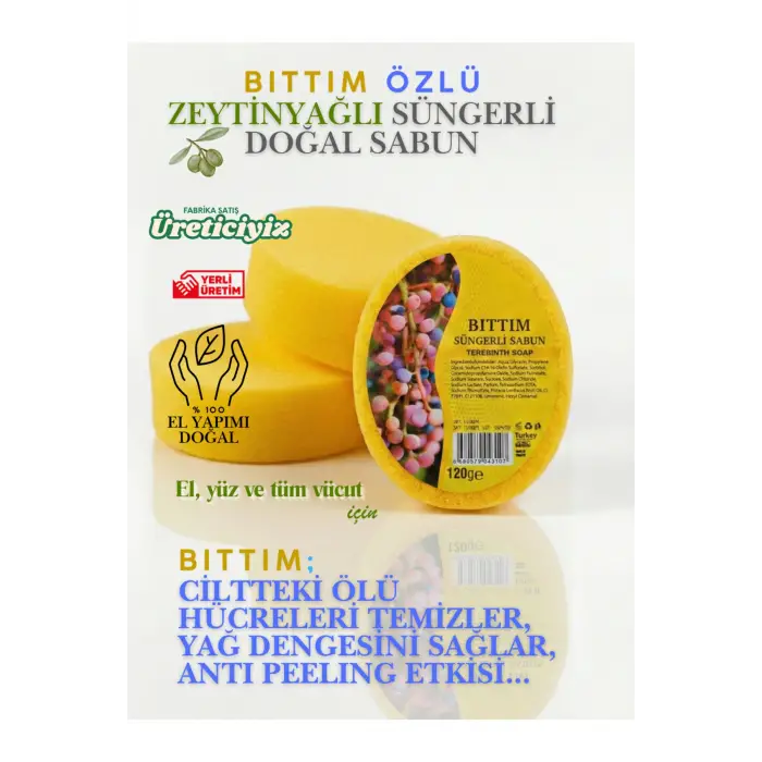 Internatural Bıttım Süngerli Bitkisel Banyo Sabunu 120 g