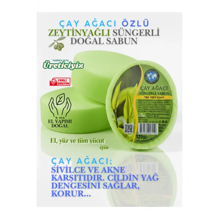 Internatural Çay Ağacı Süngerli Bitkisel Banyo Sabunu 120 g