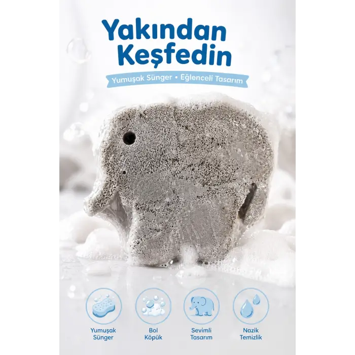 KC Kids Club Toysn Soaps Süngerli Oyuncak Bitkisel Banyo Sabunu Fil 120 g