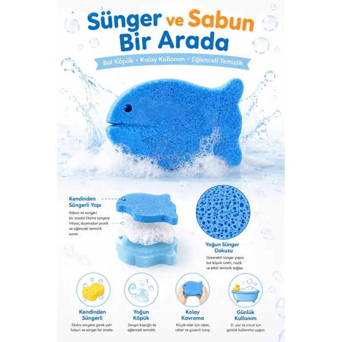KC Kids Club Toysn Soaps Süngerli Oyuncak Bitkisel Banyo Sabunu Balık 120 g