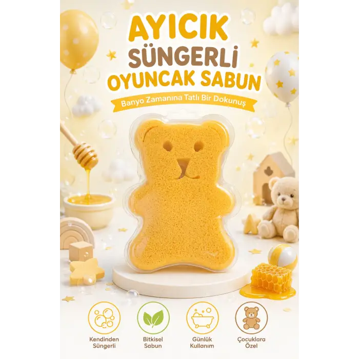 KC Kids Club Toysn Soaps Süngerli Oyuncak Bitkisel Banyo Sabunu Ayıcık 120 g