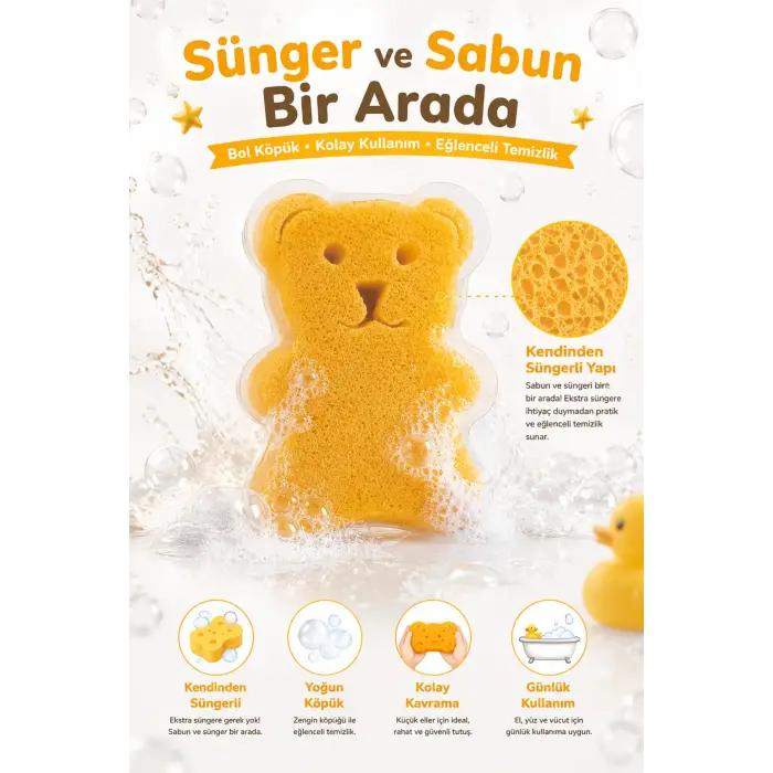 KC Kids Club Toysn Soaps Süngerli Oyuncak Bitkisel Banyo Sabunu Ayıcık 120 g