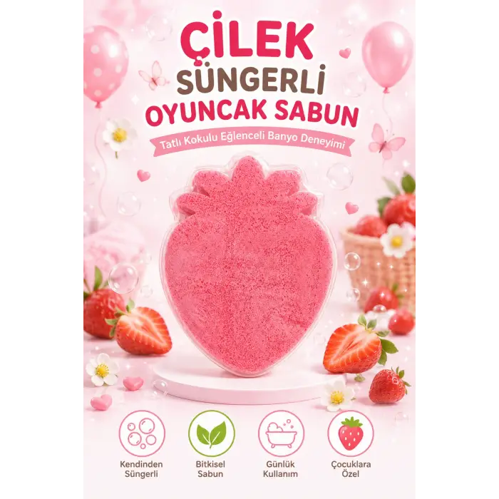 KC Kids Club Toysn Soaps Süngerli Oyuncak Bitkisel Banyo Sabunu Çilek 120 g