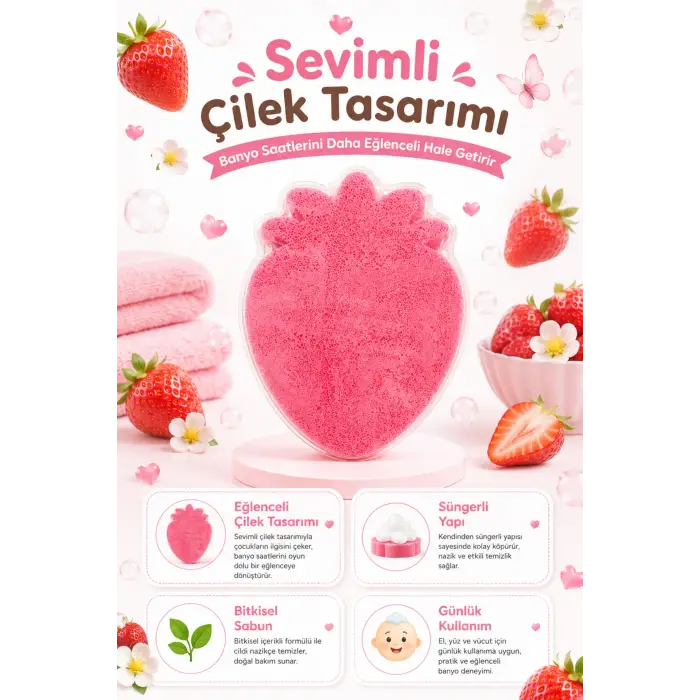KC Kids Club Toysn Soaps Süngerli Oyuncak Bitkisel Banyo Sabunu Çilek 120 g