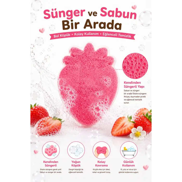 KC Kids Club Toysn Soaps Süngerli Oyuncak Bitkisel Banyo Sabunu Çilek 120 g