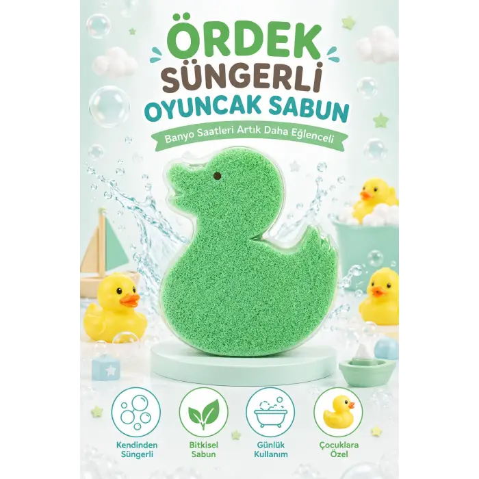 KC Kids Club Toysn Soaps Süngerli Oyuncak Bitkisel Banyo Sabunu Ördek 120 g