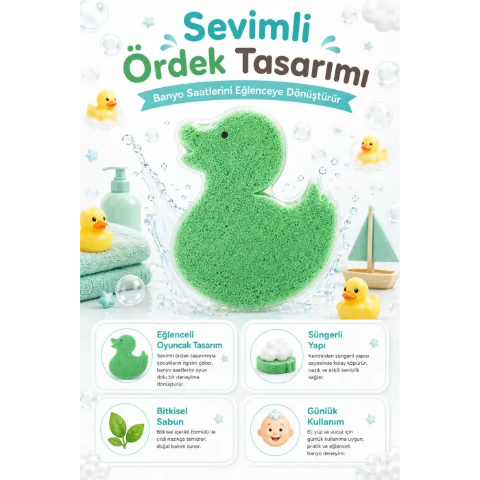KC Kids Club Toysn Soaps Süngerli Oyuncak Bitkisel Banyo Sabunu Ördek 120 g