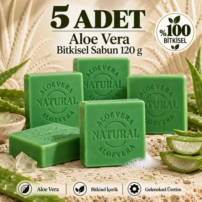 Aloe Vera Bitkisel Sabun 120 g - 5 Adet