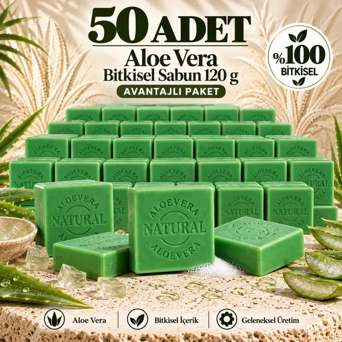 Aloe Vera Bitkisel Sabun 120 g - 50 Adet
