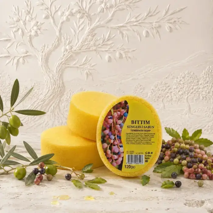 Internatural Bıttım Süngerli Bitkisel Banyo Sabunu 5li Paket (5 x 120 g)