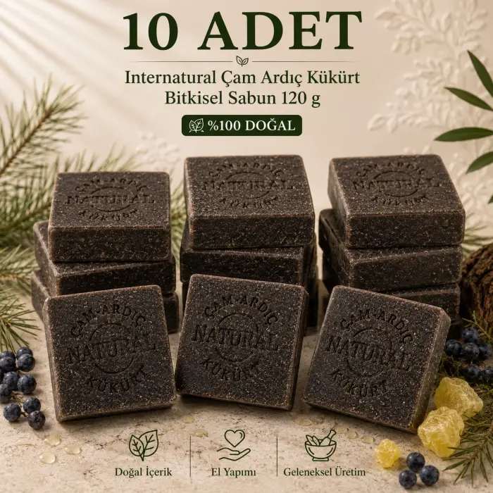 Internatural Çam Ardıç Kükürt Bitkisel Sabun 120 g - 10 Adet