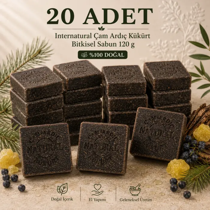 Internatural Çam Ardıç Kükürt Bitkisel Sabun 120 g - 20 Adet