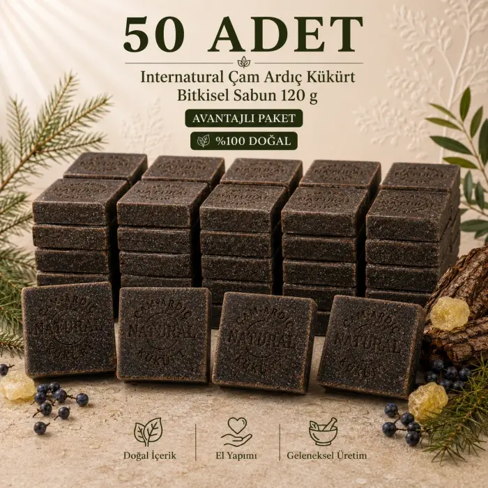 Internatural Çam Ardıç Kükürt Bitkisel Sabun 120 g - 50 Adet