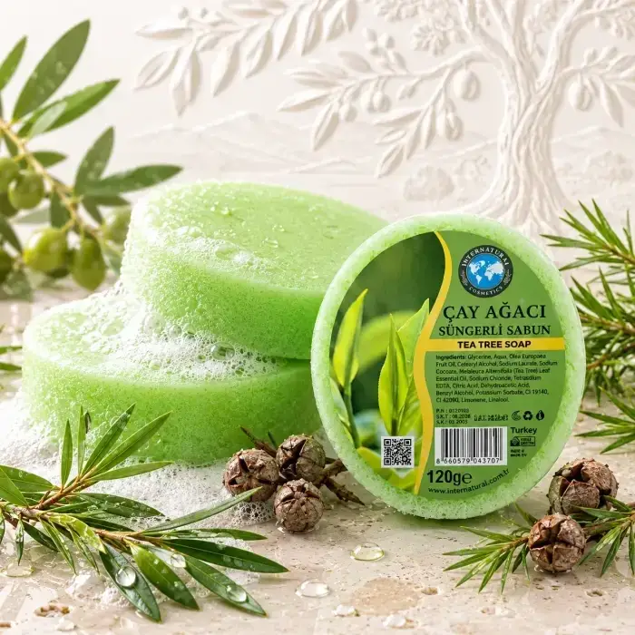 Internatural Çay Ağacı Süngerli Bitkisel Banyo Sabunu 10lu Paket (10 x 120 g)