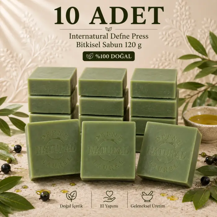 Internatural Defne Press Bitkisel Sabun - 10 Adet