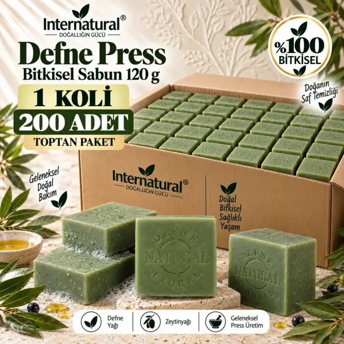 Internatural Defne Press Bitkisel Sabun - 200 Adet (1 Koli)