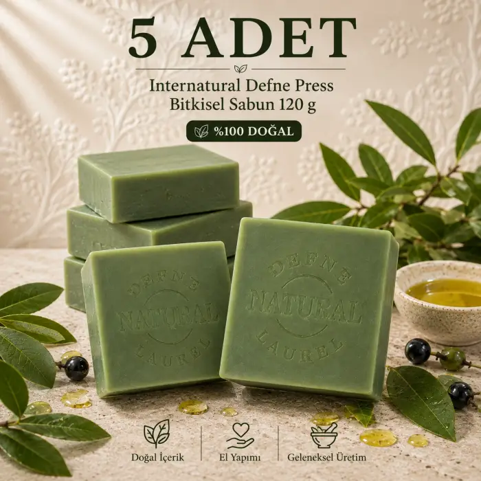Internatural Defne Press Bitkisel Sabun - 5 Adet