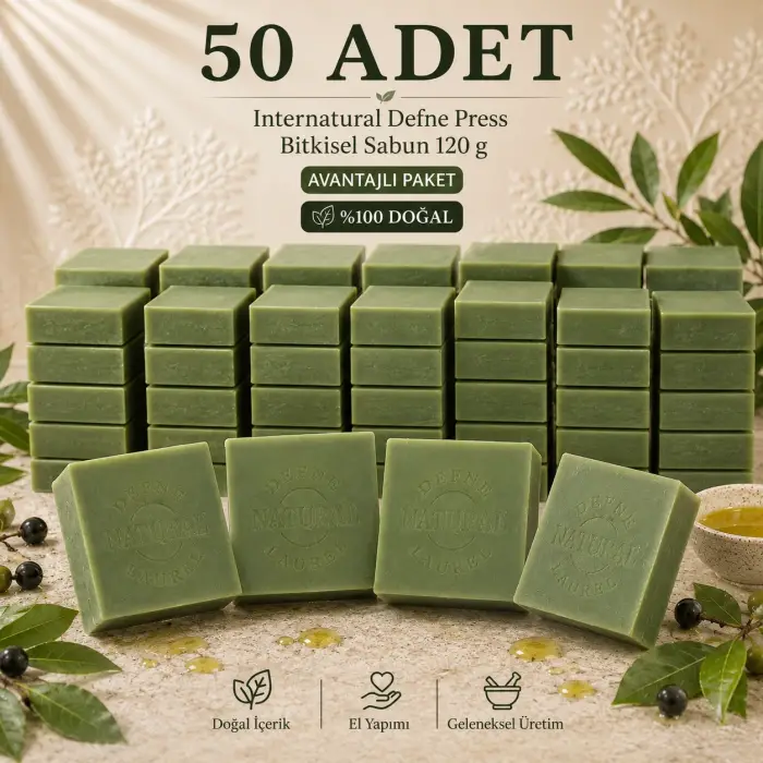 Internatural Defne Press Bitkisel Sabun - 50 Adet