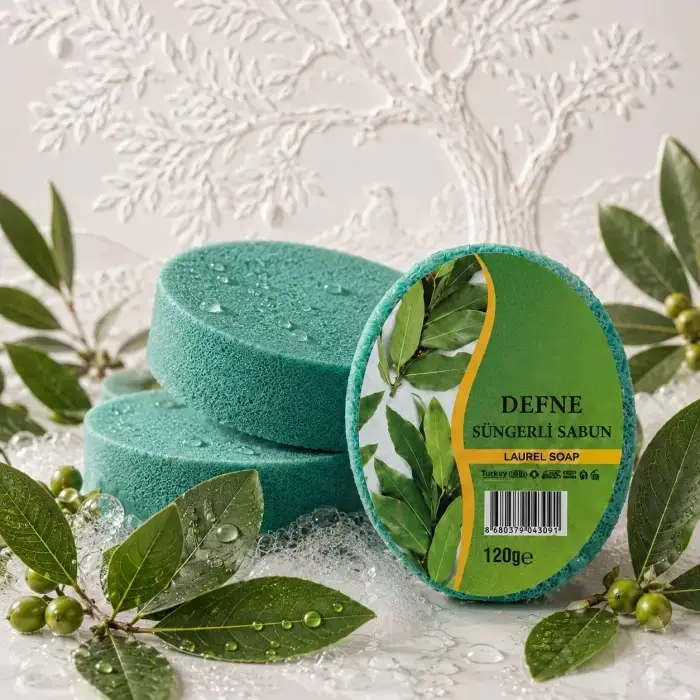 Internatural Defne Süngerli Bitkisel Banyo Sabunu 80li Koli (80 x 120 g)
