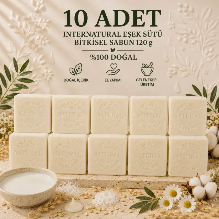 Internatural Eşek Sütü Bitkisel Sabun 120 g - 10 Adet