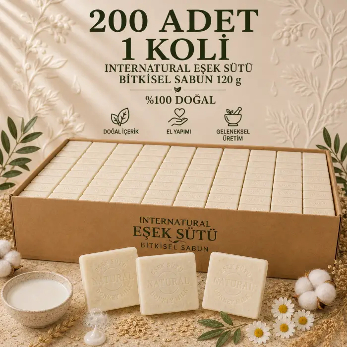 Internatural Eşek Sütü Bitkisel Sabun 120 g - 200 Adet (1 Koli)