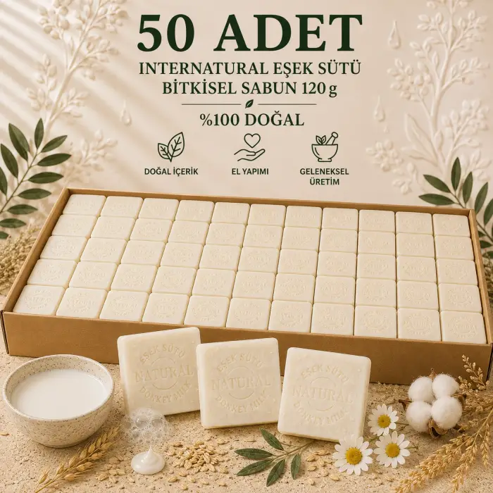 Internatural Eşek Sütü Bitkisel Sabun 120 g - 50 Adet