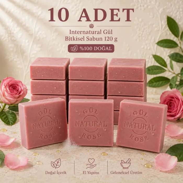 Internatural Gül Bitkisel Sabun 120 g - 10 Adet