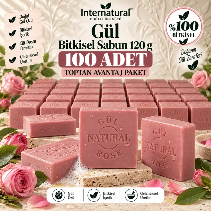 Internatural Gül Bitkisel Sabun 120 g - 100 Adet
