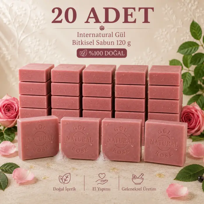 Internatural Gül Bitkisel Sabun 120 g - 20 Adet