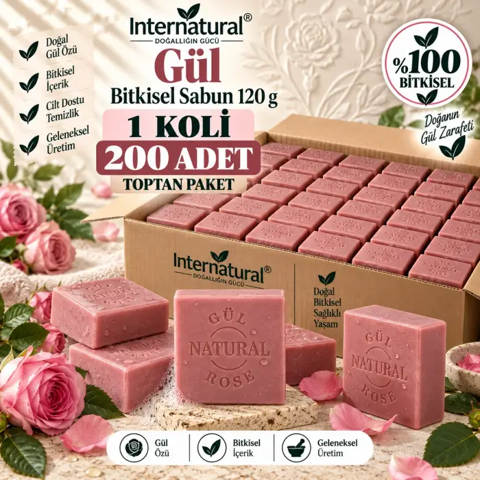Internatural Gül Bitkisel Sabun 120 g - 200 Adet (1 Koli)