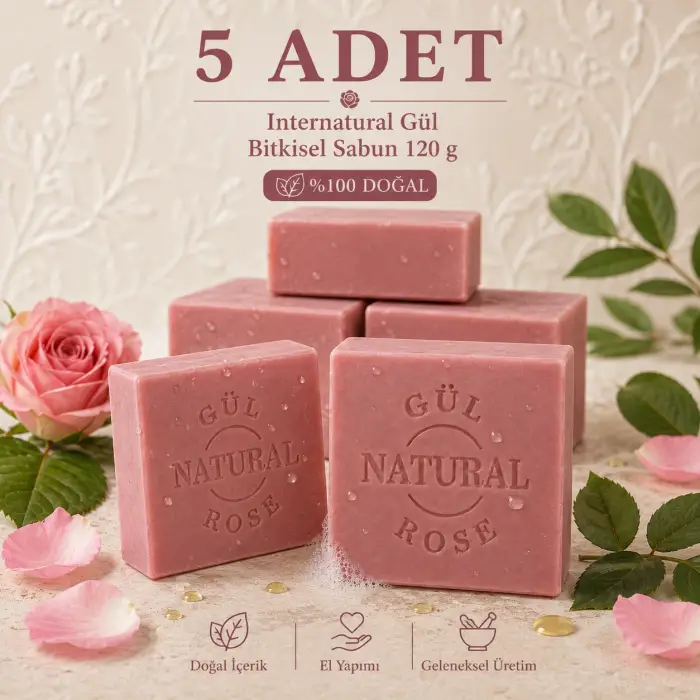 Internatural Gül Bitkisel Sabun 120 g - 5 Adet