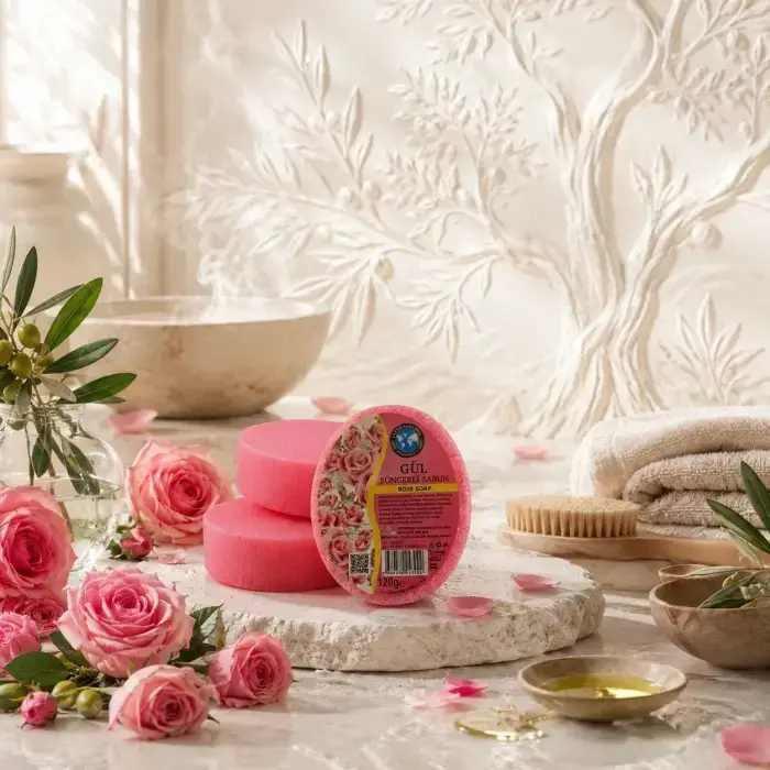 Internatural Gül Süngerli Bitkisel Banyo Sabunu 5li Paket (5 x 120 g)