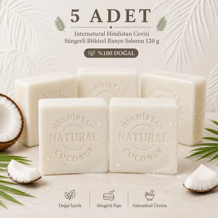 Internatural Hindistan Cevizi Bitkisel Sabun 120 g - 5 Adet