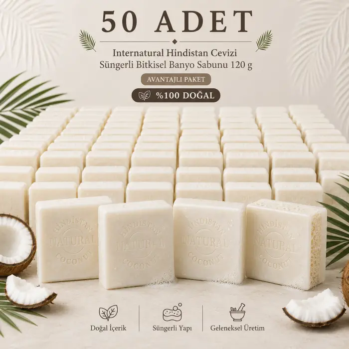 Internatural Hindistan Cevizi Bitkisel Sabun 120 g - 50 Adet
