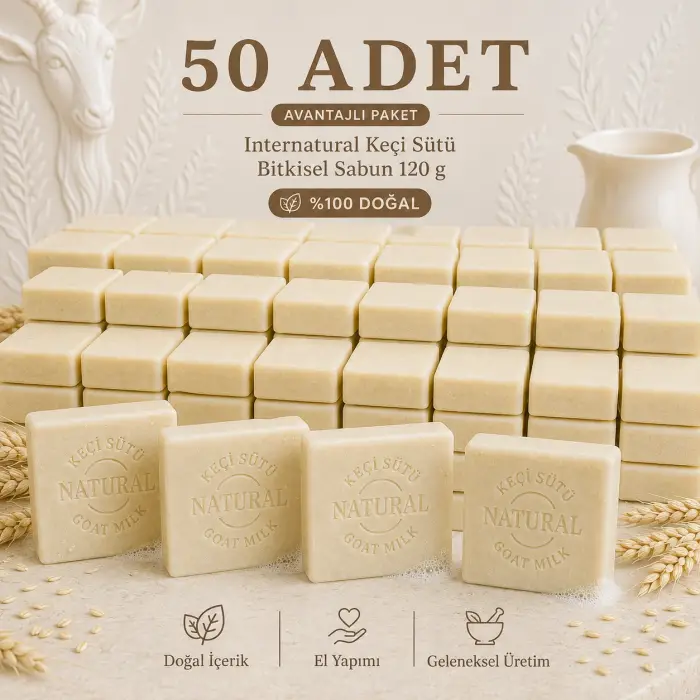 Internatural Keçi Sütü Bitkisel Sabun 120 g - 50 Adet