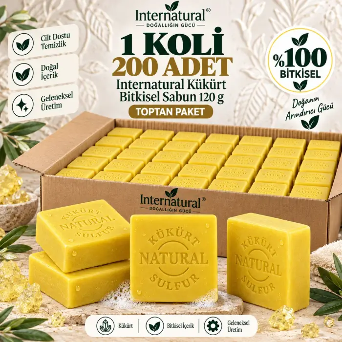 Internatural Kükürt Bitkisel Sabun 120 g - 200 Adet (1 Koli)